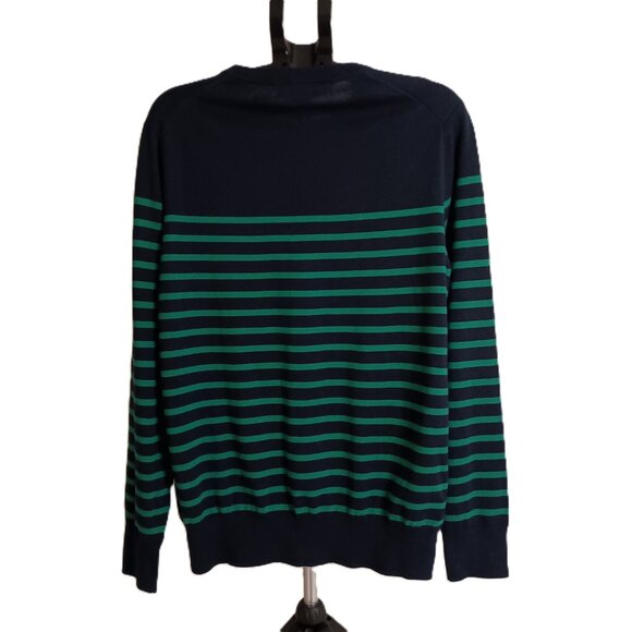 Brooks Brothers Men’s 100% Cotton Green Blue Stripe Sweater Size L EUC - Picture 15 of 15